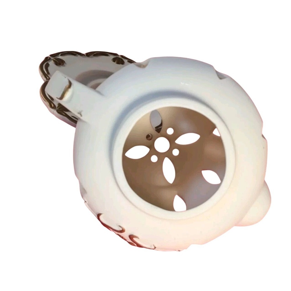 Partylite TEAPOT Tealight Candle Holder TEA TIME Luminary P7301 Porcelain Bisque - Picture 6 of 8